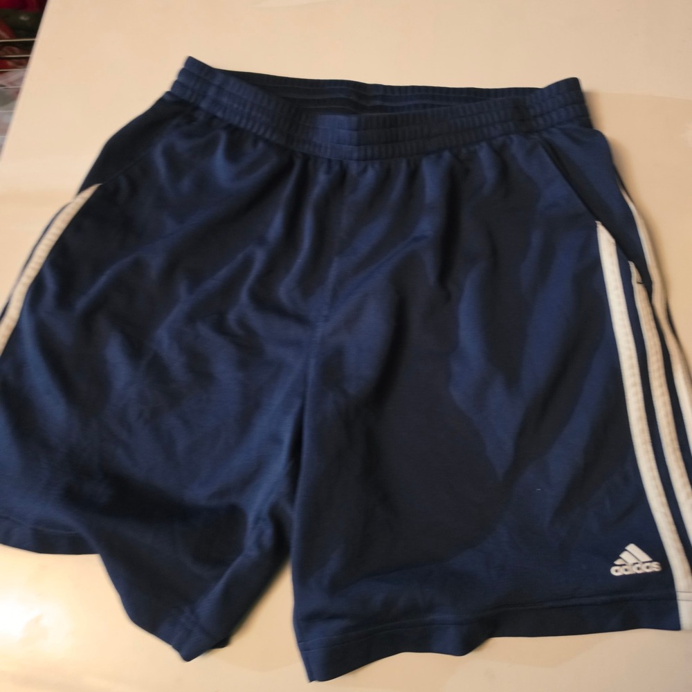 Adidas Mens Navy Blue 3-Stripe Athletic Soccer Shorts Size Medium 14477